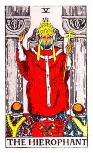 The Hierophant with his arms raised